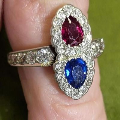 antique diamond, ruby & sapphire ring mine cut to!