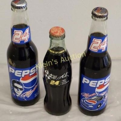 3 jeff gordon collectible bottles pepsi & cola
