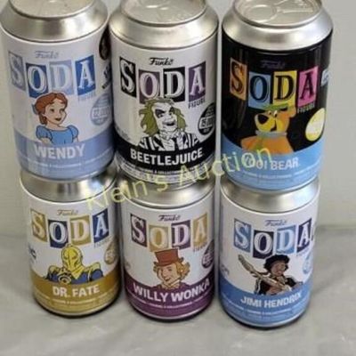6 funko vinyl soda figures in cans