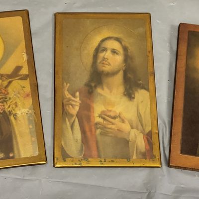 3 religious plaques st theresa, jesus, virgin mary