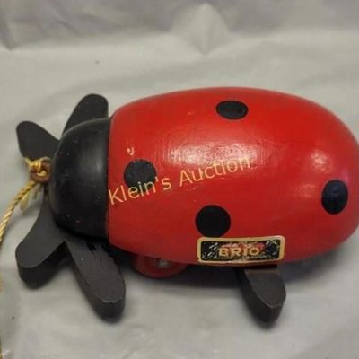 1960's brio wooden ladybug pull toy