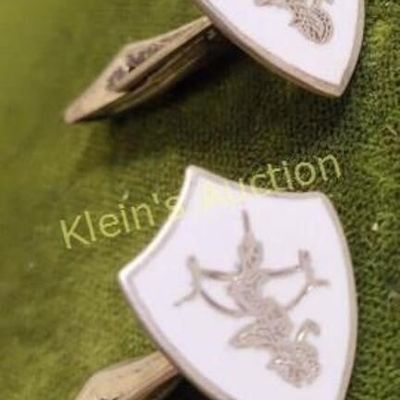 sterling silver shield shape cufflinks w/ goddess