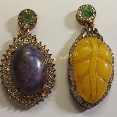asain style pendant purple & one yellow lot of 2