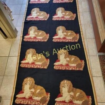 Stark Needlepoint w/10King Charles spaniels Rug
