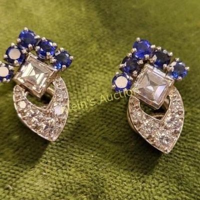 antique platinum diamonds & sapphire art deco ears