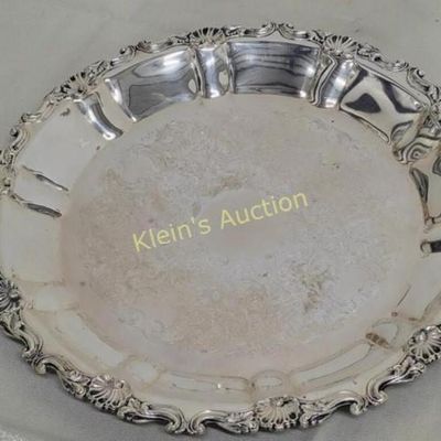 Sale Photo Thumbnail #4: Vintage English Sheffield Silver Plated 16" Round Serving Platter Tray