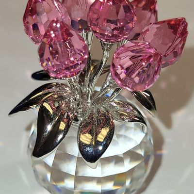 Sale Photo Thumbnail #26: swarovski tulips rose rhodium retired in box