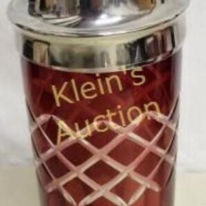 Sale Photo Thumbnail #3: vtg MCM cocktail shaker ruby cut glass