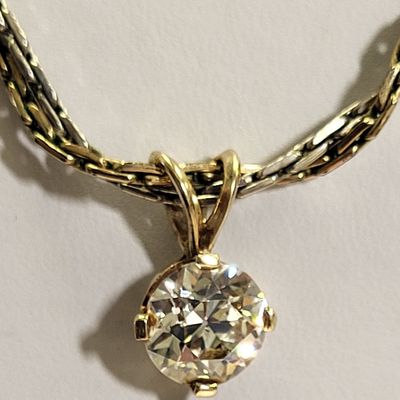 Sale Photo Thumbnail #12: estate necklace w/14K pendant 2 1/2 carat diamond culet