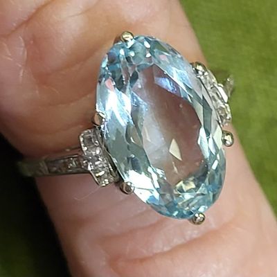 Sale Photo Thumbnail #10: platinum diamonds appx 5 carat aquamarine