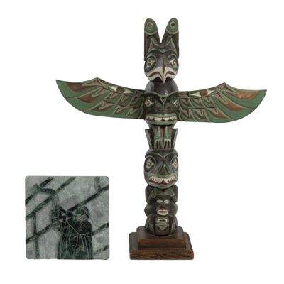 Sale Photo Thumbnail #375: Carved Plaque and Totem Pole