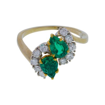 Sale Photo Thumbnail #470: 18k White Gold, Emerald and Diamond Ring