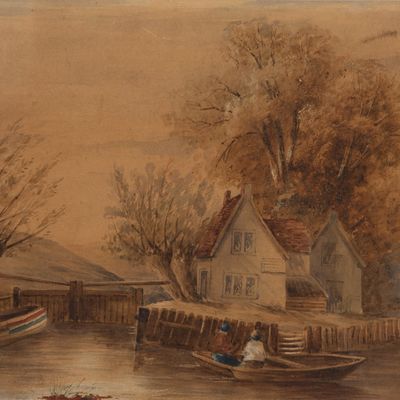 (British, 19th Century) 'Mapledurham Locks Near Reading Berks' Watercolor
