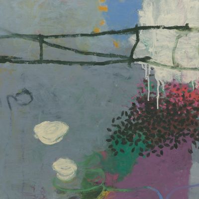 Edda Jakab (German, 1947-2007) 'Crossing' Oil and Acrylic on Canvas