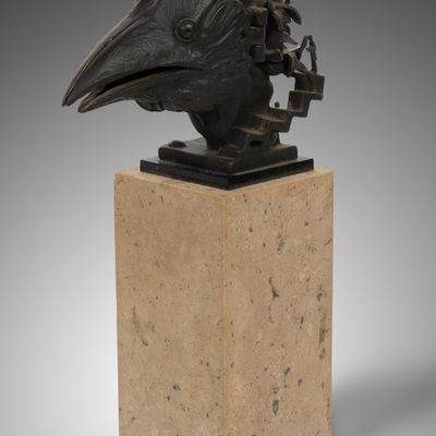 Sale Photo Thumbnail #119: Theodore Gall (American, b.1941) Raven Head Bronze Sculpture