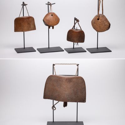 Sale Photo Thumbnail #374: Ethnographic Carved Wood Cow Bell Assortment
