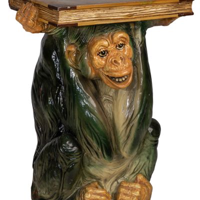 Sale Photo Thumbnail #361: Painted Resin Chimpanzee Pedestal