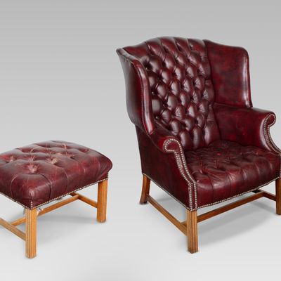Sale Photo Thumbnail #352: Tufted Leather Armchair and Ottoman