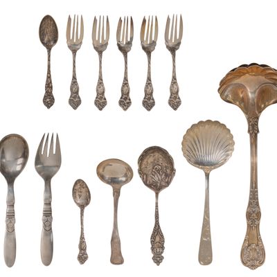 Sale Photo Thumbnail #535: Sterling Silver Serving Utensil and Flatware Assortment