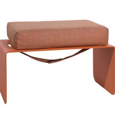 Levity Mid-Century Modern Metal Upholstered Ottoman