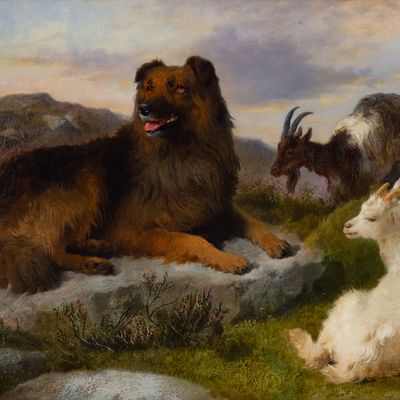 Richard Ansdell, RA (British, 1815-1885) 'Keeping Watch' Oil on Canvas