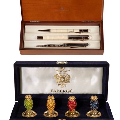 Sale Photo Thumbnail #262: Faberge Card Holders And Graf Von Castell Pens