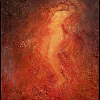 Attributed to Gail Foster (American, b.1955) 'Delivery' Oil and Encaustic on Canvas on Board
