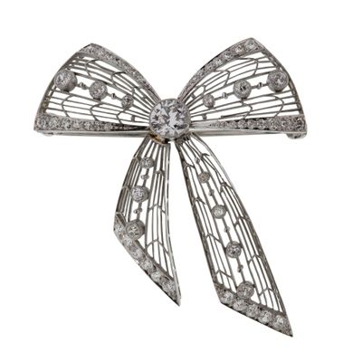 Sale Photo Thumbnail #438: Platinum and Diamond Bow Brooch