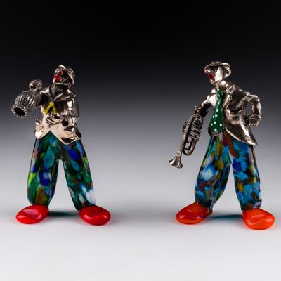 Sale Photo Thumbnail #232: Vittorio Angini (Italian, 20th Century) Murano Glass and Silver Figurines