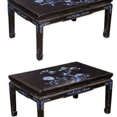 Sale Photo Thumbnail #335: Chinese Porcelain Inlaid Lacquer Tables