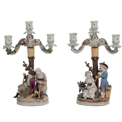 Sale Photo Thumbnail #200: Sitzendorf Figural Porcelain Candelabras