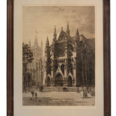 Sale Photo Thumbnail #105: Axel Herman Haig (Swedish, 1835-1921) 'North Porch of Westminster Abbey' Etching
