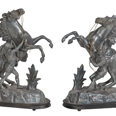 Sale Photo Thumbnail #118: After Guillaume Coustou (French, 1677-1746) Marly Horse Metal Sculptures