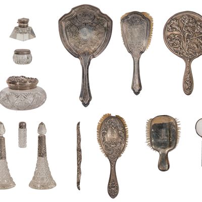 Sale Photo Thumbnail #507: Sterling Silver and Silverplate Vanity Object Assortment