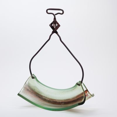 Attributed to Mary Shaffer (American, b.1947) Folded Glass on Tongs Sculpture