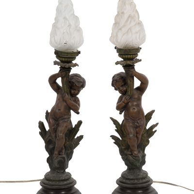 Sale Photo Thumbnail #274: French Painted Putti Lamps