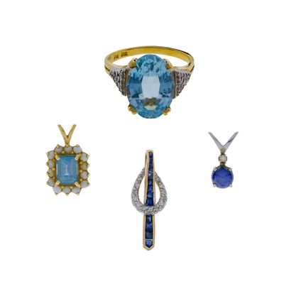 Sale Photo Thumbnail #465: 14k Yellow Gold, Blue Gemstone and Diamond Jewelry Assortment