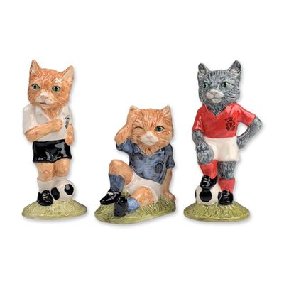 3pc Beswick Footballing Felines Ceramic