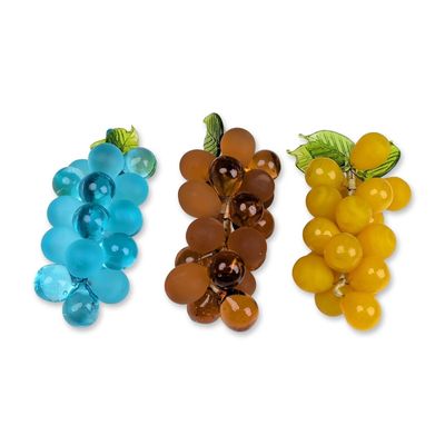 3pc Art Glass Grape Clusters