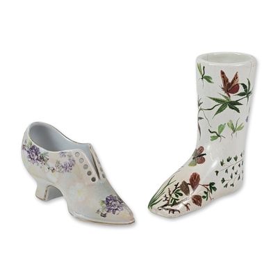 2pc Porcelain Shoe Figurines including Royal Bayreuth