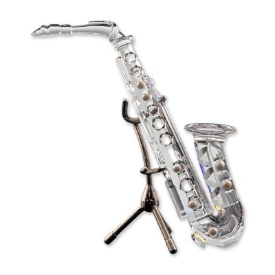 Swarovski Faceted Lead Crystal Saxophone Figurine with Stand