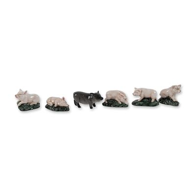 Collection of Six Royal Doulton Porcelain Pig Figurines