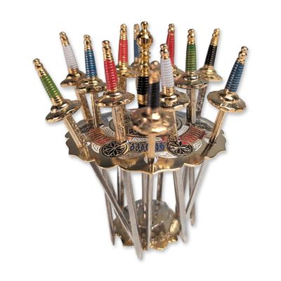 Toledo Spanish Gilt Miniature Sword Cocktail Set
