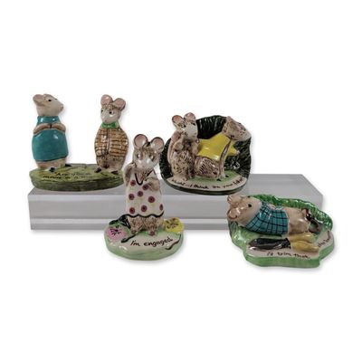 4pc Beswick Kitty MacBride Mouse Figurines