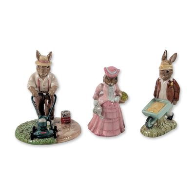 3pc Royal Doulton Bunnykins Porcelain Figurines