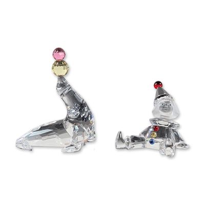 2pc Swarovski Faceted Crystal Figurines Collection