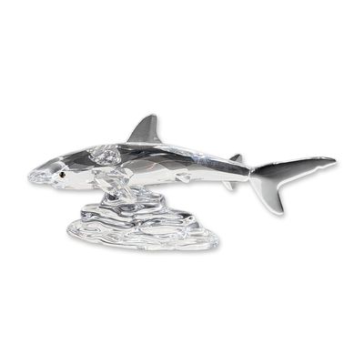 Swarovski Crystal Shark and Wave Figurine
