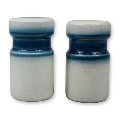 A Pair of Wedgwood Blue Pacific Stoneware Salt and Pepper Shakers