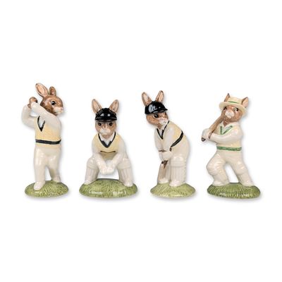 4pc Royal Doulton Bunnykins Cricket Series Figurines