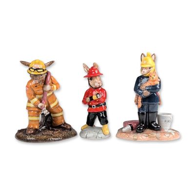 3pc Royal Doulton Bunnykins Firefighter Figurines